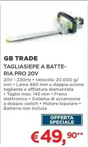 Coop Gb Trade Tagliasiepe A Batteria Pro 20v offerta