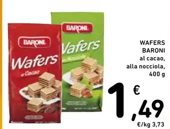 Spazio Conad WAFERS BARONI al cacao, alla nocciola, 400 g offerta