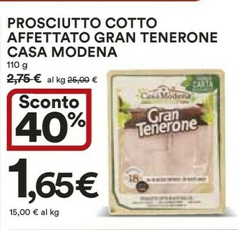 Coop Casa Modena Teneroni Prosciutto Cotto Di Alta Qualità 110 G(ml) offerta