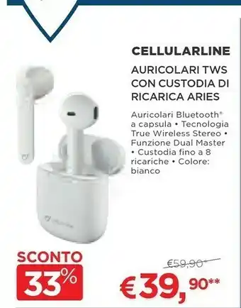 Coop Cellularline Auricolari Tws Con Custodia Di Ricarica Aries offerta