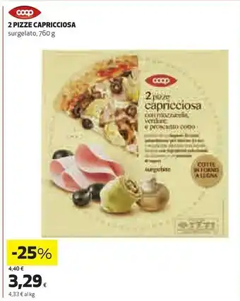 Coop Coop - 2 Pizze Capricciosa Con Mozzarella, Verdure E Prosciutto Cotto 760 G(ml) offerta