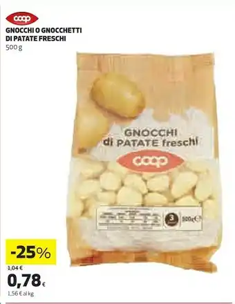 Coop Coop - Gnocchetti Di Patate Freschi 500 G(ml) offerta