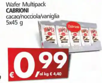 Alter Discount Cabrioni Wafer Multipack Cacao/Nocciola/Vaniglia 5x45 g offerta