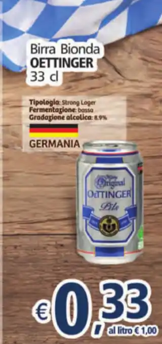 Alter Discount Oettinger Birra Bionda 33 cl offerta