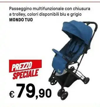 Iper La Grande Mondo Tuo Passeggino Multifunzionale Con Chiusura A Trolley Blu/ Grigio offerta