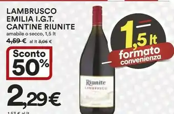 Coop Riunite - Lambrusco Emilia Amabile 1500 g(ml) offerta