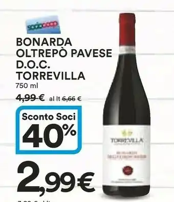 Coop Torrevilla Bonarda Oltrepo Pavese D.O.C offerta