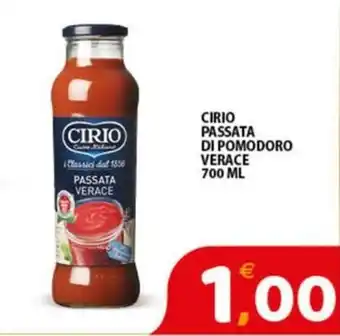 Premium Supermercati CIRIO PASSATA DI POMODORO VERACE 700 ML offerta