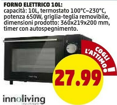 Innoliving Forno Elettrico 10 L offerta di Penny Market