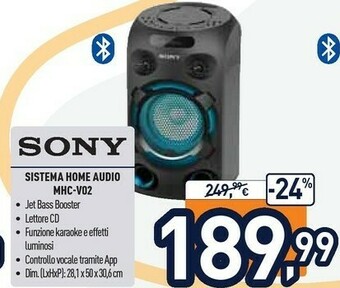 Unieuro Sony MHC-V02 Mini Impianto Audio Domestico Nero offerta