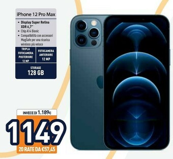 Unieuro Apple IPhone 12 Pro Max 128GB - Argento offerta