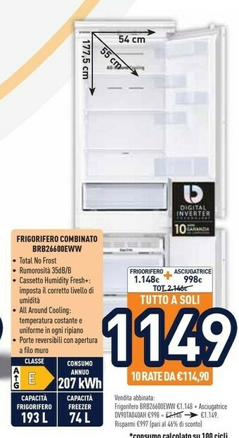 Unieuro Samsung BRB26600EWW Frigorifero Con Congelatore offerta