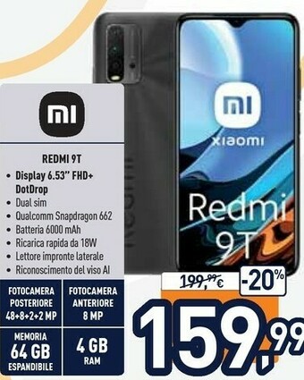 Unieuro Xiaomi Redmi 9T 16,6 Cm (6.53") Doppia SIM Android 10.0 4G USB Tipo-C 4 GB 64 GB 6000 MAh Grigio offerta
