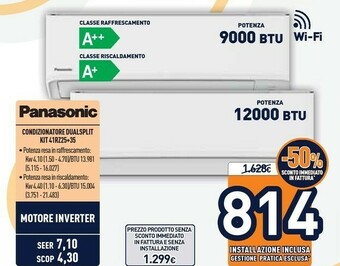 Unieuro Panasonic Condizionatore 41RZ25+35 offerta
