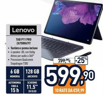Unieuro Lenovo Tab P11 PRO ZA7D0067IT offerta