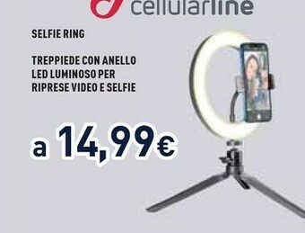 Unieuro Cellularline Selfie Ring LED Nero offerta
