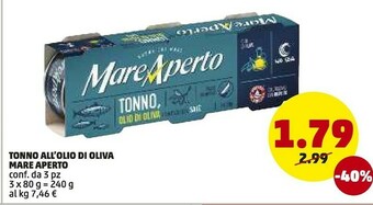 PENNY Mare aperto Tonno All'Olio Di Oliva 240 G(ml) offerta