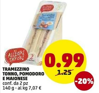 PENNY Gli allegri sapori Tramezzino Tonno, Pomodoro E Maionese offerta