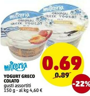 PENNY Milkeria Yogurt Greco Colato offerta