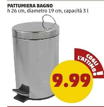 PENNY Pattumiera Bagno H 26 Cm Diametro 19 Cm Capacita 3L offerta