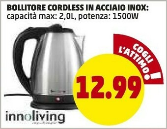 PENNY Innoliving Bollitore Cordless In Acciaio Inox offerta