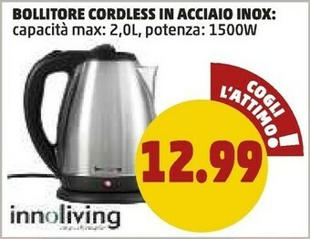 Innoliving Bollitore Cordless In Acciaio Inox