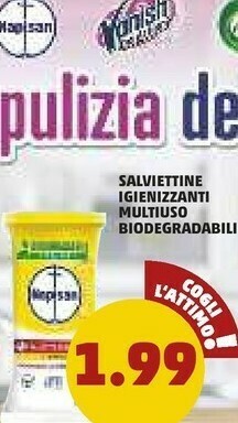 PENNY Napisan Salviettine Igienizzanti Multiuso Biodegradabili offerta