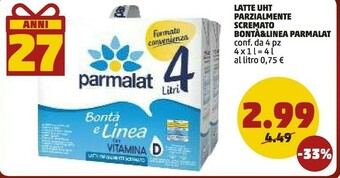 PENNY Parmalat Latte Parzialmente Scremato UHT 1000 G(ml) offerta