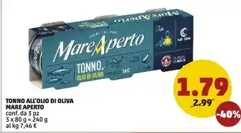 PENNY Mare aperto Tonno All'Olio Di Oliva 240 G(ml) offerta