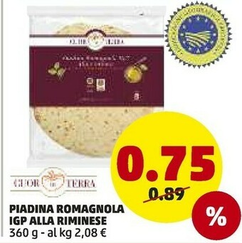 PENNY Cuor di Terra - Piadina Romagnola IGP alla Riminese 360 g(ml) offerta