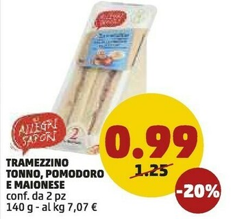PENNY Gli allegri sapori Tramezzino Tonno, Pomodoro E Maionese offerta
