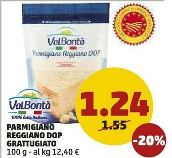 PENNY Valbontà Parmigiano Reggiano DOP Grattugiato 100 G(ml) offerta