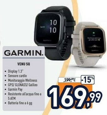 Unieuro Garmin Venu SQ LCD 3,3 Cm (1.3") Grigio GPS (satellitare) offerta