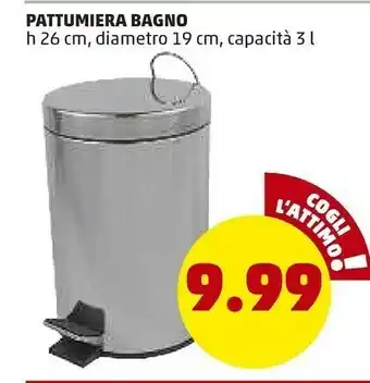 PENNY Pattumiera Bagno H 26 Cm Diametro 19 Cm Capacita 3L offerta