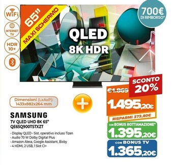 Expert Samsung TV QLED UHD 8K 65 QE65Q900TSTXZT offerta