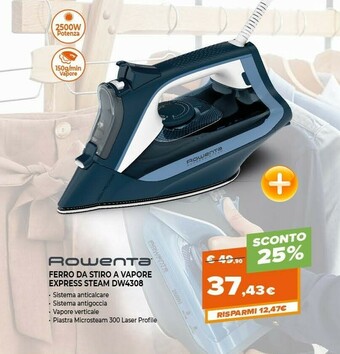 Expert Rowenta DW4308 Express Steam, Ferro Da Stiro, Microsteam300 LASER Per Ottima Diffusione Del Vapore, Emissione Continua Di Vap offerta