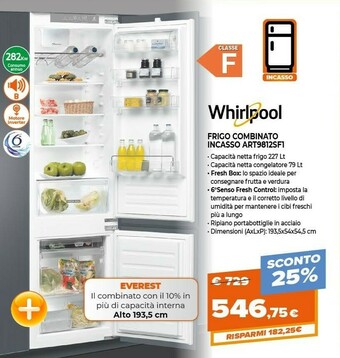 Expert Whirlpool ART 9812 SF1 Frigorifero Con Congelatore Da Incasso 306 L F Bianco offerta