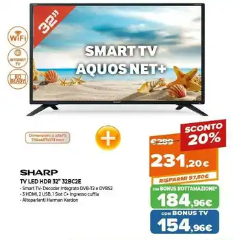 Expert Sharp Aquos 32BC2E 81,3 Cm (32") HD Smart TV Wi-Fi offerta