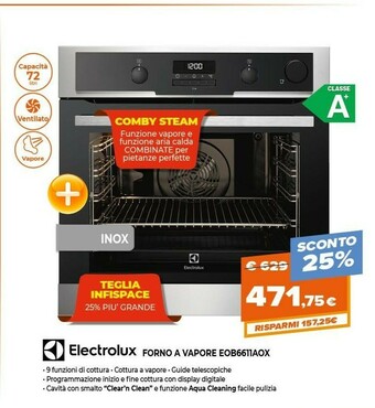 Expert Electrolux EOB6611AOX Forno A Vapore Black,Stainless Steel Rotary offerta
