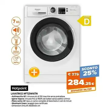 Expert Hotpoint NF723WK IT N Lavatrice Libera Installazione Caricamento Frontale 7 Kg 1200 Giri/min D Bianco offerta