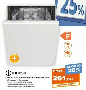 Expert Indesit DIE 2B19 Lavastoviglie A Scomparsa Totale 13 Coperti F offerta