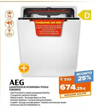 Expert Aeg FSB53907Z Lavastoviglie A Scomparsa Totale 14 Coperti A+++ offerta