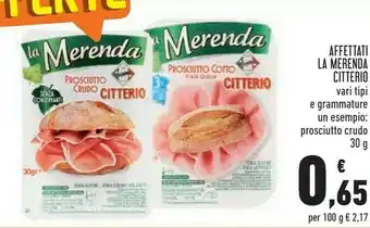 Conad Superstore Citterio La Merenda Prosciutto Crudo 30 G(ml) offerta