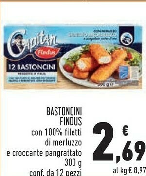 Conad Findus Bastoncini Con 100% Filetti Di Merluzzo E Croccante Pangrattato offerta