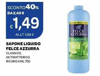 Ekom Felce Azzurra Sapone Liquido Classico, Antibatterico Ricarica 750 ml offerta