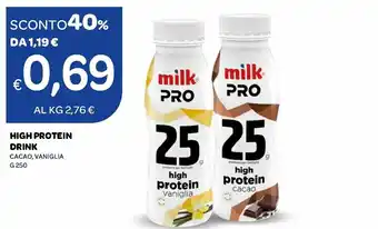 Ekom High Protein Drink Cacao, Vaniglia 250 g offerta