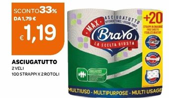 Ekom Asciugatutto 2 Veli 100 Strappi x 2 Rotoli offerta