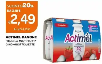 Ekom Actimel Danone Fragola, Multifrutta 100x6 g Bottigliette offerta