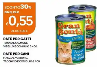 Ekom Patè Per Gatti Tonno e Salmone, Vitello E Coniglio 400 g offerta