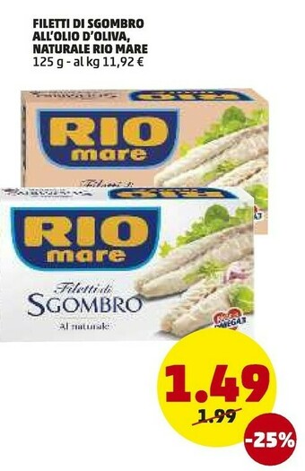 PENNY Rio Mare Filetti Di Sgombro All'Olio Di Oliva 125 G(ml) offerta